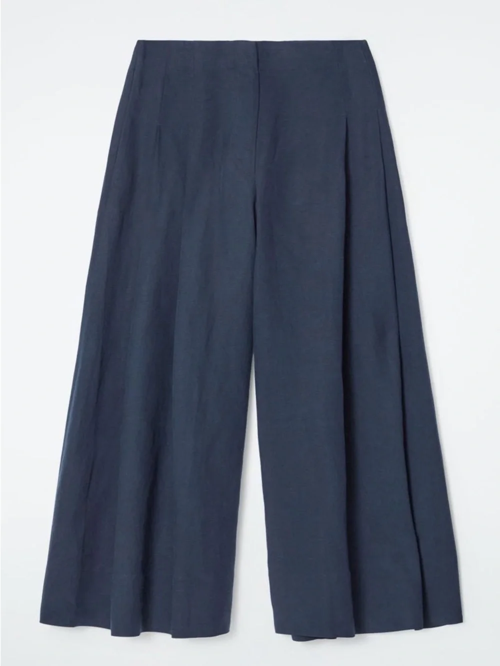 COS Navy Wide Leg Linen Culottes Pants Size 8 Cropped High Rise